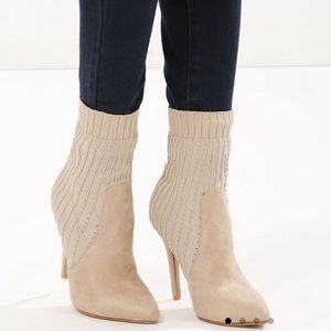 Sock fit boots with 4-5 inch heels